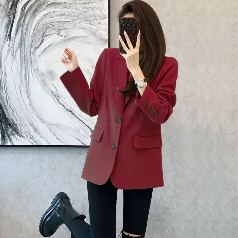 Women Blazer Casual Jacket Multi-Color Pocket All-Match Long Sleeved OL Autumn Winter Elegant Office Lady Coat Loose Solid Thin Women Blazer Casual Jacket Multi-Color Pocket All-Match Long Sleeved OL Autumn Winter Elegant Office Lady Coat Loose Solid Thin
