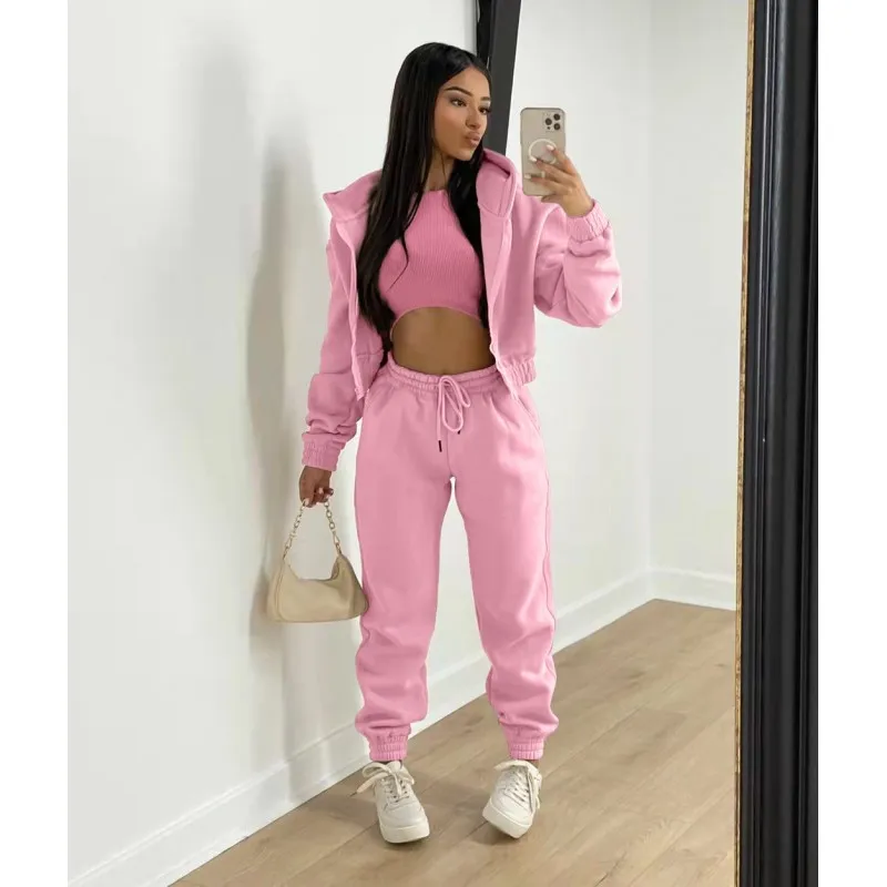 Women 3 Piece Jogger Set Hoodie Sweatshirt+Sweatpants+Sleeveless Tank Top Casual Sport Outfits Tracksuit Set Fall Winter Fashion
Women 3 Piece Jogger Set Hoodie Sweatshirt+Sweatpants+Sleeveless Tank Top Casual Sport Outfits Tracksuit Set Fall Winter Fashion