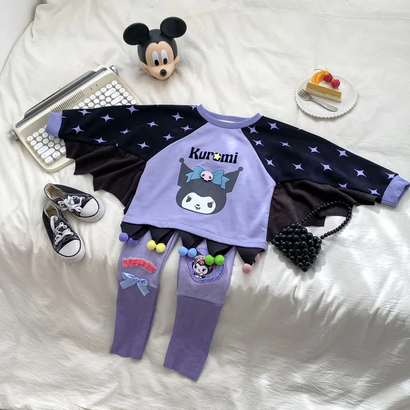 Kawaii Anime Sanrioed Kuromi Children Spring Autumn Outfit Cartoon Sweater Long Sleeve Tops Bat Sleeve Pants Creative Fashion
Kawaii Anime Sanrioed Kuromi Children Spring Autumn Outfit Cartoon Sweater Long Sleeve Tops Bat Sleeve Pants Creative Fashion