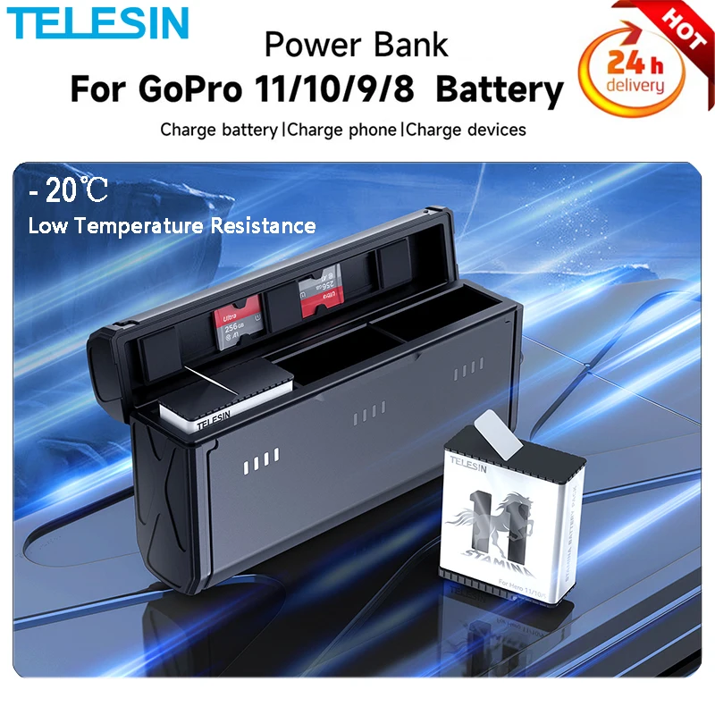 TELESIN Powerful Power Bank for GoPro11 hero 11 10 9 8 Portable 3 Ways Fast Charge Box TF Card Storage Low Temperature Startup
TELESIN Powerful Power Bank for GoPro11 hero 11 10 9 8 Portable 3 Ways Fast Charge Box TF Card Storage Low Temperature Startup