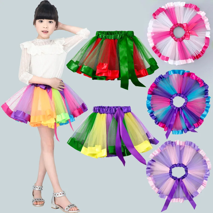 

Mini Mesh Pettiskirt Carnival Party Ballet Dance Tutu Skirt Girl Princess Rainbow Tulle Skirts Kids Clothing Cosplay Costume