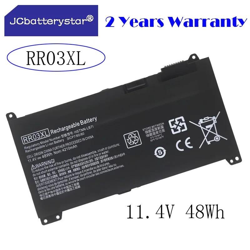

JC new RR03XL Laptop Battery For HP ProBook 430 440 450 455 470 G4 G5 HSTNN-PB6W HSTNN-UB7C HSTNN-LB71 851477-832 11.4V 48WH