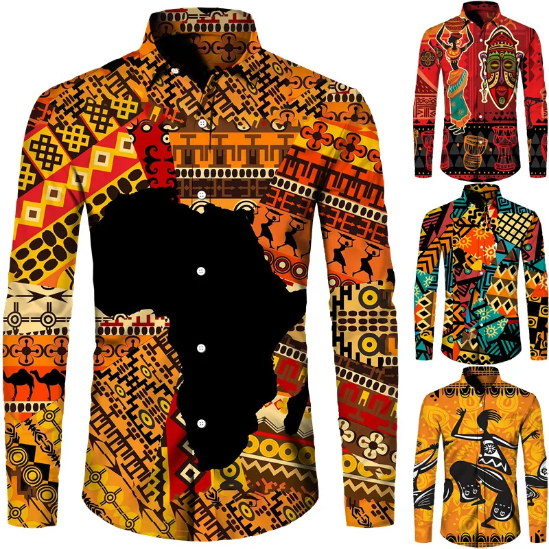 Coloful African Dashiki Print Men Shirts Vintage Ethnic Long Sleeve Turn-down Collar Buttoned Tops New Couple Streetwear Clothes
Coloful African Dashiki Print Men Shirts Vintage Ethnic Long Sleeve Turn-down Collar Buttoned Tops New Couple Streetwear Clothes