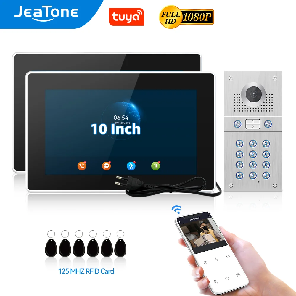 JeaTone Video Intercom Tuya Video Door Phone Smart 10 Inches Touch Screen Monitor with 1080P Outdoor Doorbell RFID Code Keypad
JeaTone Video Intercom Tuya Video Door Phone Smart 10 Inches Touch Screen Monitor with 1080P Outdoor Doorbell RFID Code Keypad