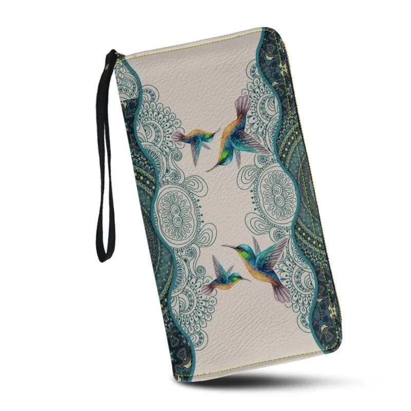 

Женский цветочный кошелек Belidome Hummingbird с ремешком на руку, Длинный кошелек из мягкой кожи на молнии, кошелек с RFID-защитой, держатель для карт, клатч, Органайзер