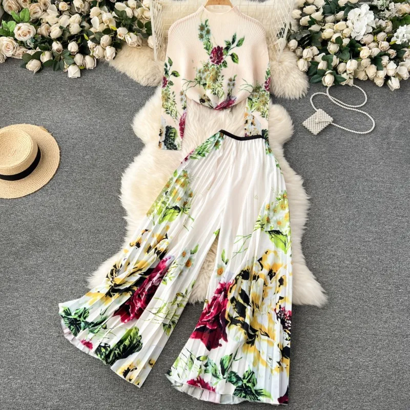 Autumn Fashion New Women Print Casual Pantsuit Vintage Pullover Shirts Tops Wide-Leg Pants Two Pieces Set Female Party Clothes
Autumn Fashion New Women Print Casual Pantsuit Vintage Pullover Shirts Tops Wide-Leg Pants Two Pieces Set Female Party Clothes