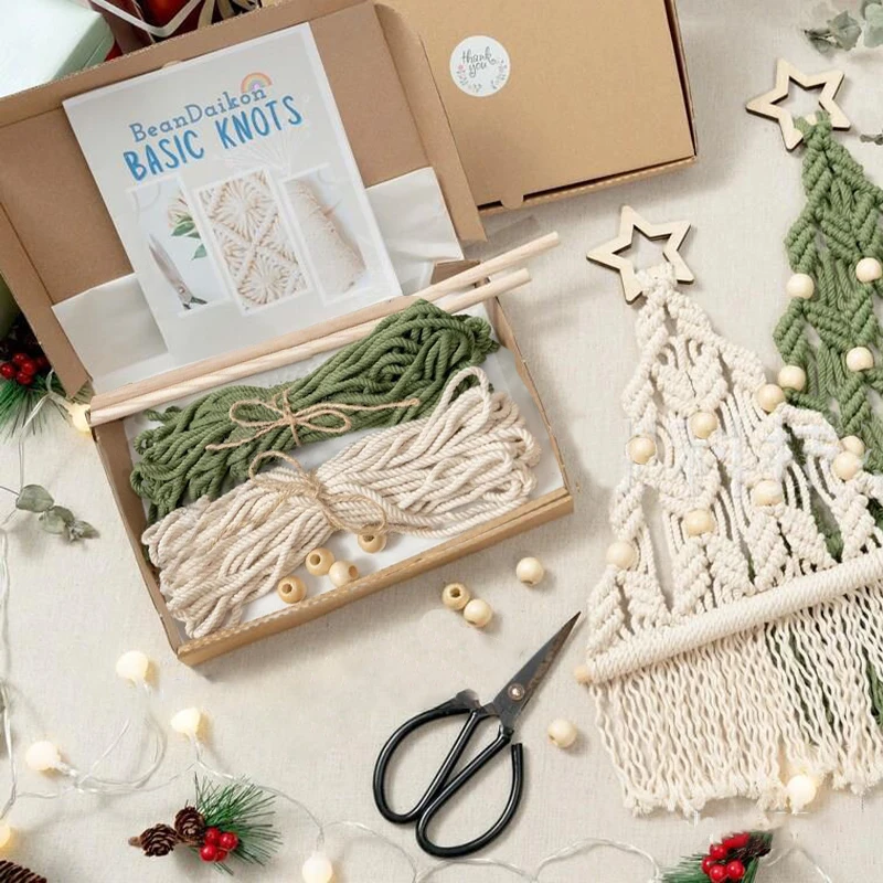DIY Christmas Gift Christmas Tree Macrame Kit Hand Woven Cotton Rope Xmas Tree Material Package Creative New Year Gift for Kids
DIY Christmas Gift Christmas Tree Macrame Kit Hand Woven Cotton Rope Xmas Tree Material Package Creative New Year Gift for Kids