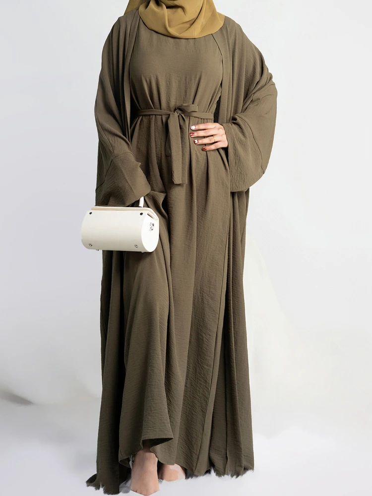 Kimono Abaya 2 Piece Matching Muslim Set Crepe Abayas for Women Dubai Turkey Inner Sleeveless Hijab Dress Islam Clothing Jilbab
Kimono Abaya 2 Piece Matching Muslim Set Crepe Abayas for Women Dubai Turkey Inner Sleeveless Hijab Dress Islam Clothing Jilbab