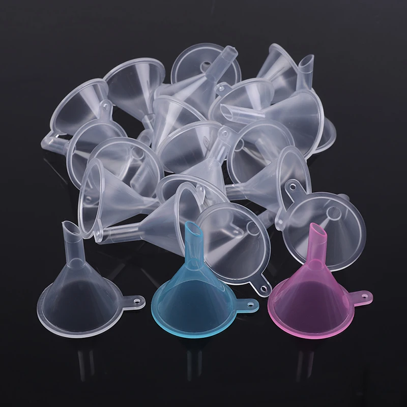 

20pcs/lot Small Plastic Funnel MIni Liquid Essential Oil Perfume Filling Dispenser Empty Bottle Packing Tool Small Mouth Funnels