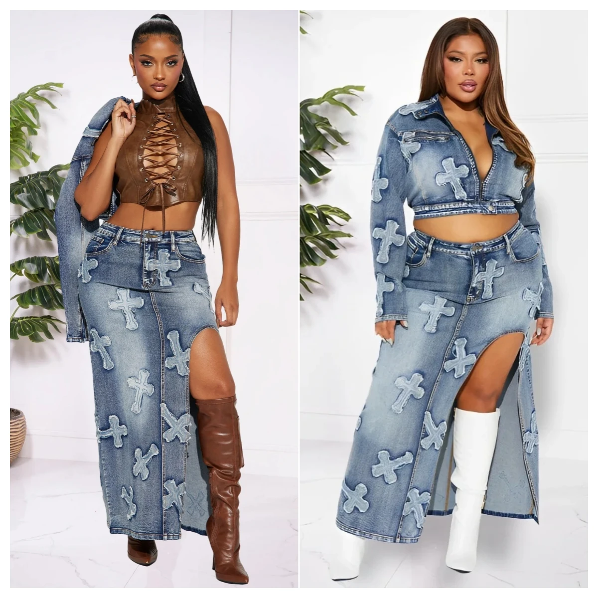Denim Maxi Dress 2 Piece Skirt Sets Women Sexy Cargo Pocket Dress Y2K Jean Two Piece Sets Outfit Fall Winter Clothes 2024
Denim Maxi Dress 2 Piece Skirt Sets Women Sexy Cargo Pocket Dress Y2K Jean Two Piece Sets Outfit Fall Winter Clothes 2024