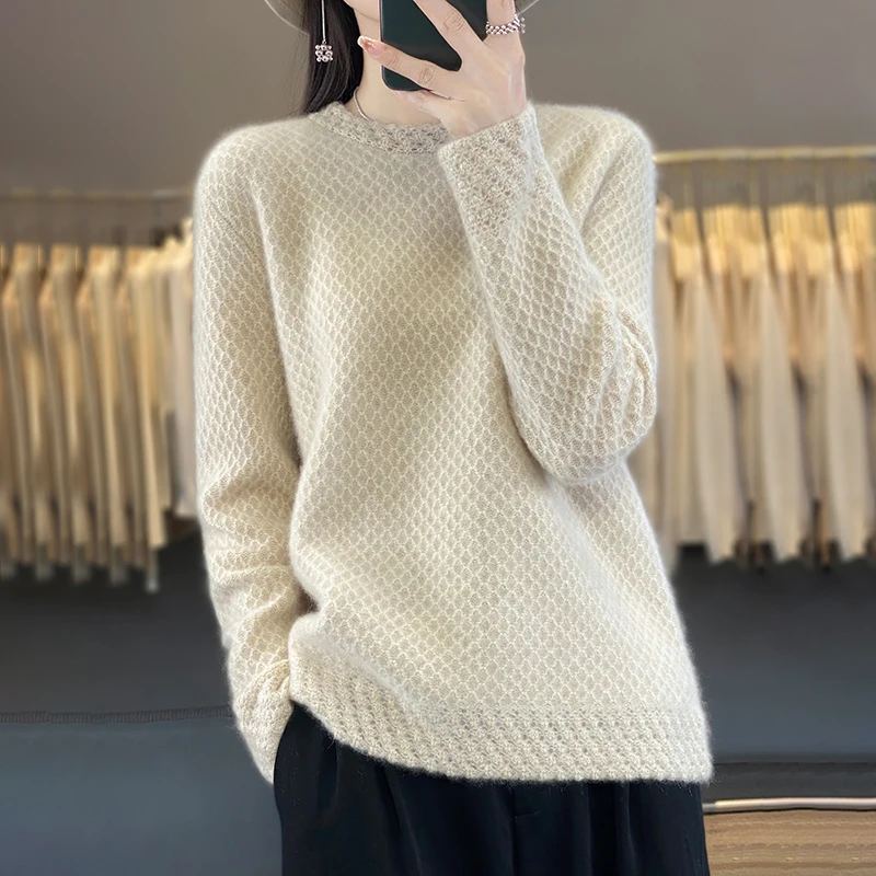 Autumn Winter New Beige O-neck Wool Sweater Women Long Sleeve Tops Hollow Out Solid Color Casual Female Knitted Jumper Clothing
Autumn Winter New Beige O-neck Wool Sweater Women Long Sleeve Tops Hollow Out Solid Color Casual Female Knitted Jumper Clothing
