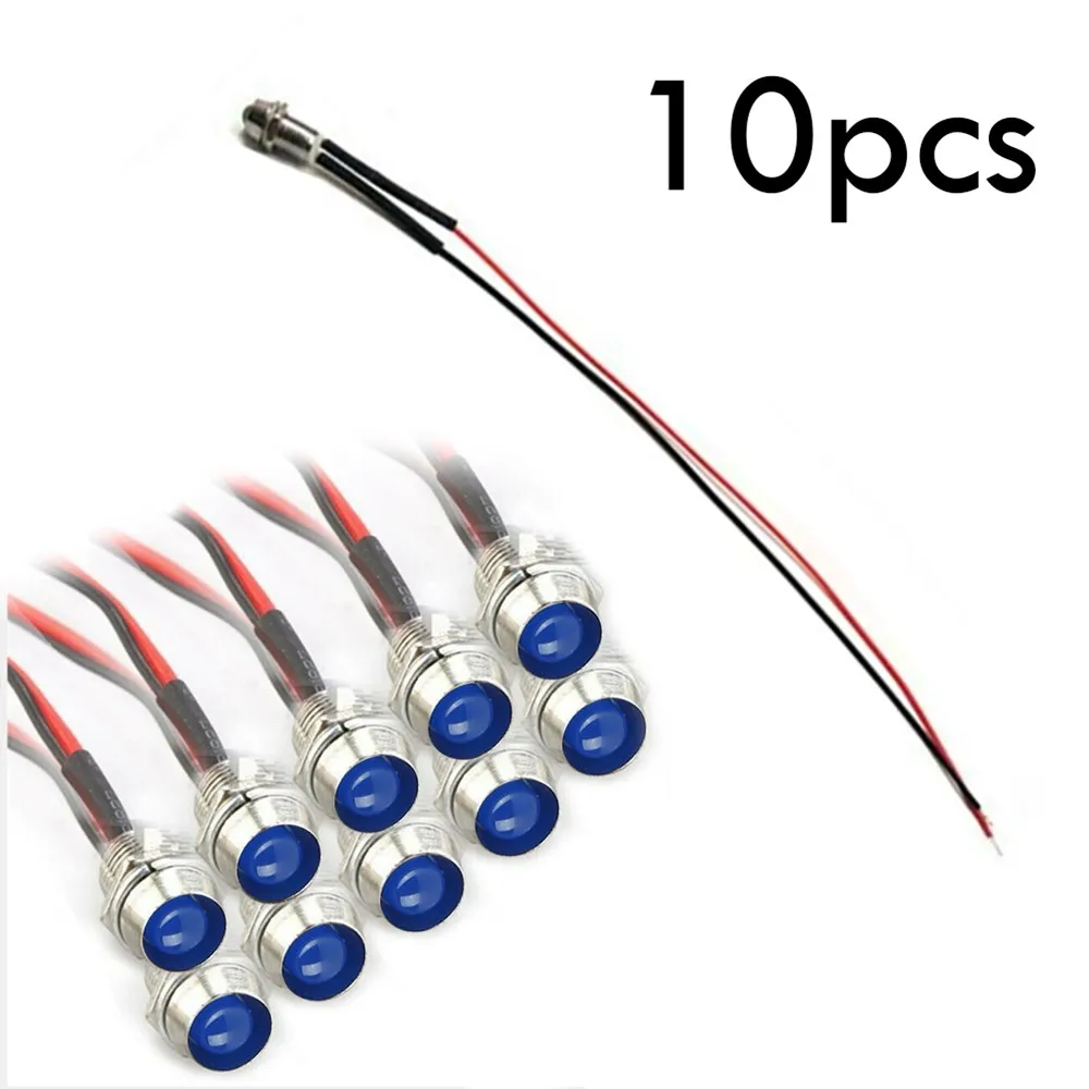 

Accessories Indicator Blue Boat Car Dash LED Light Panel Pilot 8mm Small 10pcs Truck 12V 20cm Wire Water-Proof