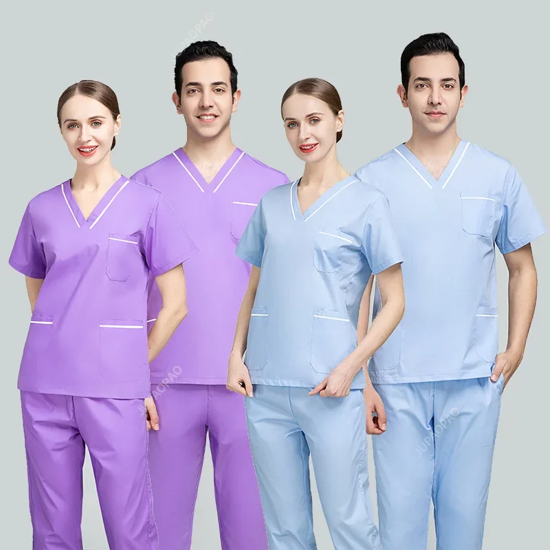 Short sleeved Polyester cotton Scrub Set Doctor Nurse Workwear operating room dentist Surgical gowns Spa Pharmacy work clothes
Short sleeved Polyester cotton Scrub Set Doctor Nurse Workwear operating room dentist Surgical gowns Spa Pharmacy work clothes
