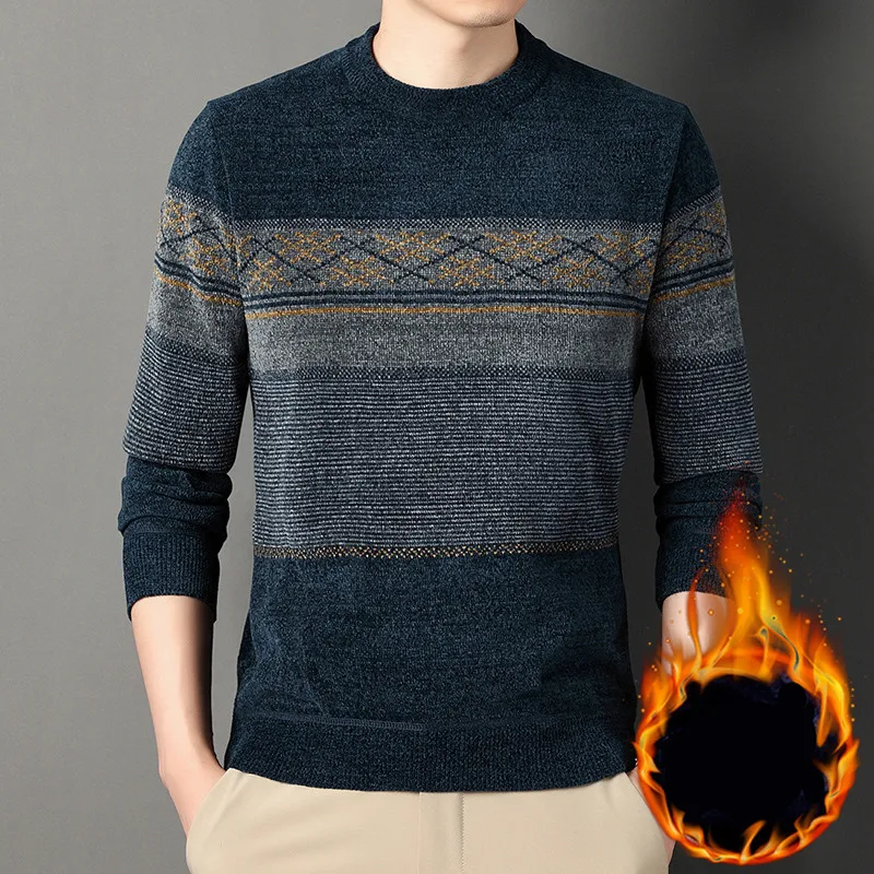 Winter Men's Crew Neck Sweater Fashion Fleece Thick Warm Knitted Pullovers Men Casual Elastic Knitwear jersey hombre
Winter Men's Crew Neck Sweater Fashion Fleece Thick Warm Knitted Pullovers Men Casual Elastic Knitwear jersey hombre