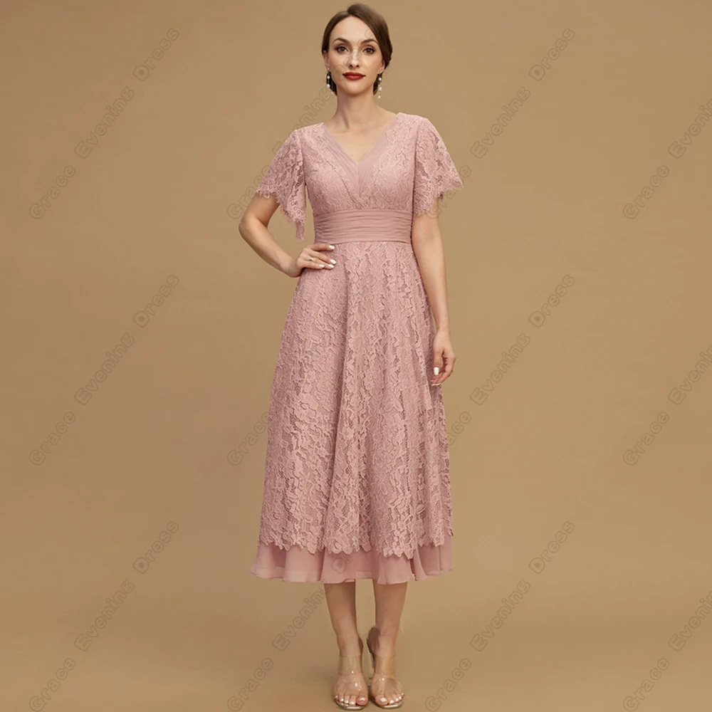 Short Sleeve Mother of Bride Dresses for Women Strapless Wedding Party Dresses with Lace Tea Length 2024 Summer Robe De Soirée
Short Sleeve Mother of Bride Dresses for Women Strapless Wedding Party Dresses with Lace Tea Length 2024 Summer Robe De Soirée