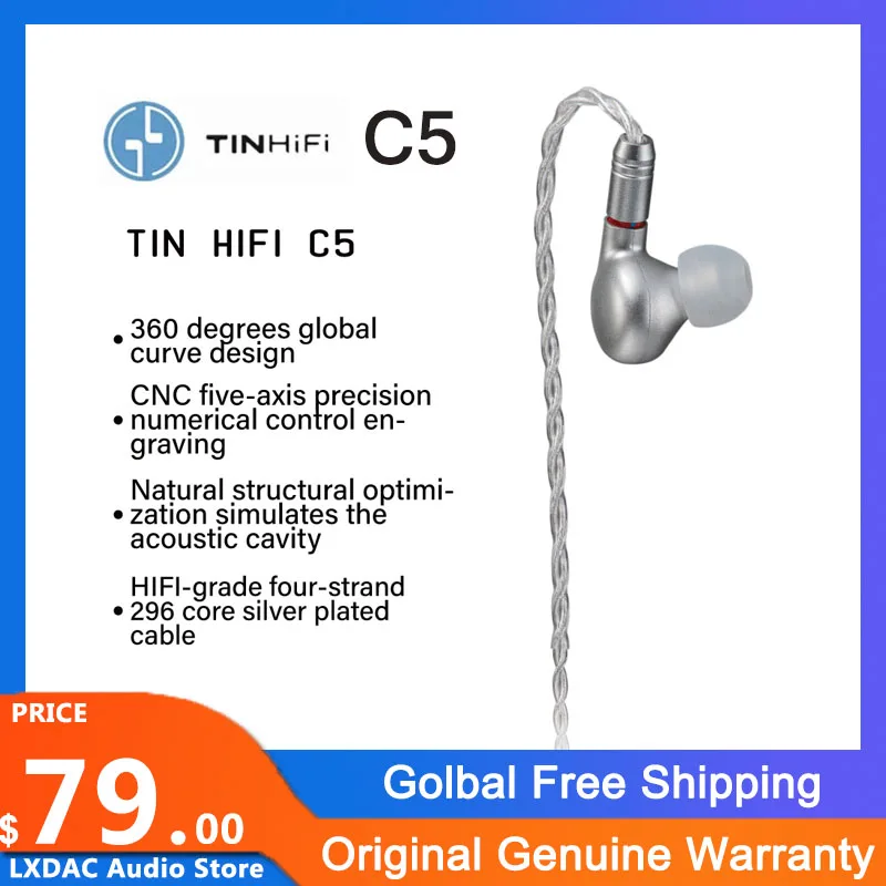 TINHIFI C5 HiFi Audiophile IEM Customized Balanced Armature Driver Earphone In Ear Monitor 0.78mm 2Pin CNC Aluminum Material
TINHIFI C5 HiFi Audiophile IEM Customized Balanced Armature Driver Earphone In Ear Monitor 0.78mm 2Pin CNC Aluminum Material