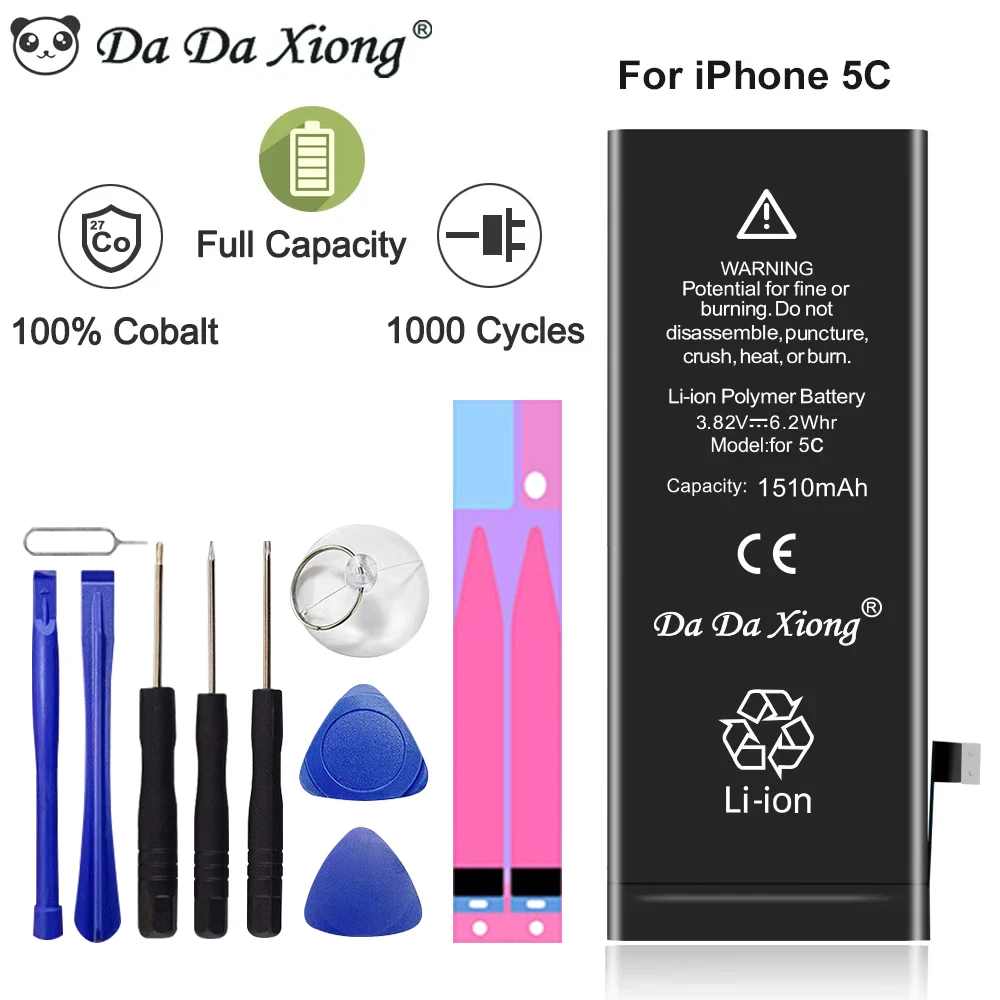 100% Оригинальный аккумулятор DaDaXiong для телефона iPhone 5C с реальной емкостью 1510 мАч с комплектом инструментов для мобильного телефона 0 циклов
100% Оригинальный аккумулятор DaDaXiong для телефона iPhone 5C с реальной емкостью 1510 мАч с комплектом инструментов для мобильного телефона 0 циклов