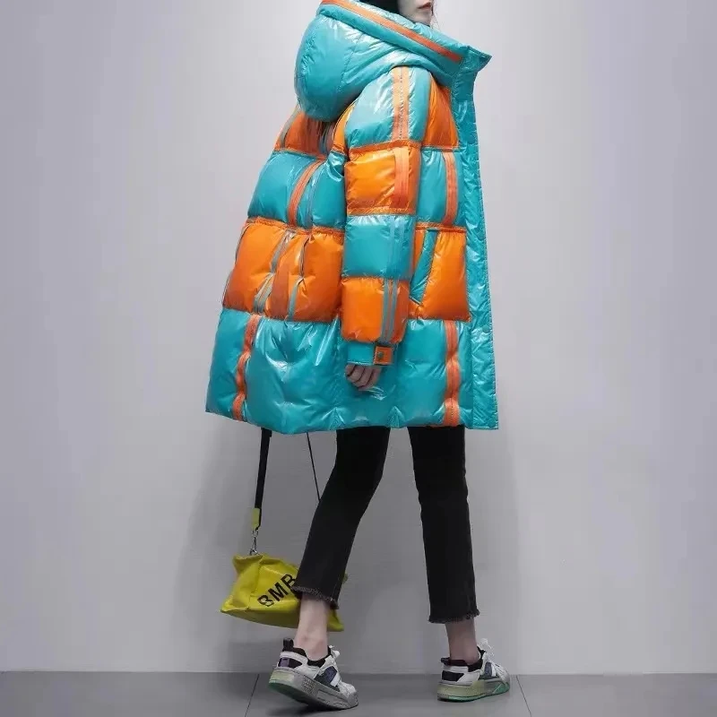 2023 Winter Women New Long Hooded Down Jackets Female Patchwork Thicken Warm Outerwear Ladies Glossy White Duck Down Coats
2023 Winter Women New Long Hooded Down Jackets Female Patchwork Thicken Warm Outerwear Ladies Glossy White Duck Down Coats