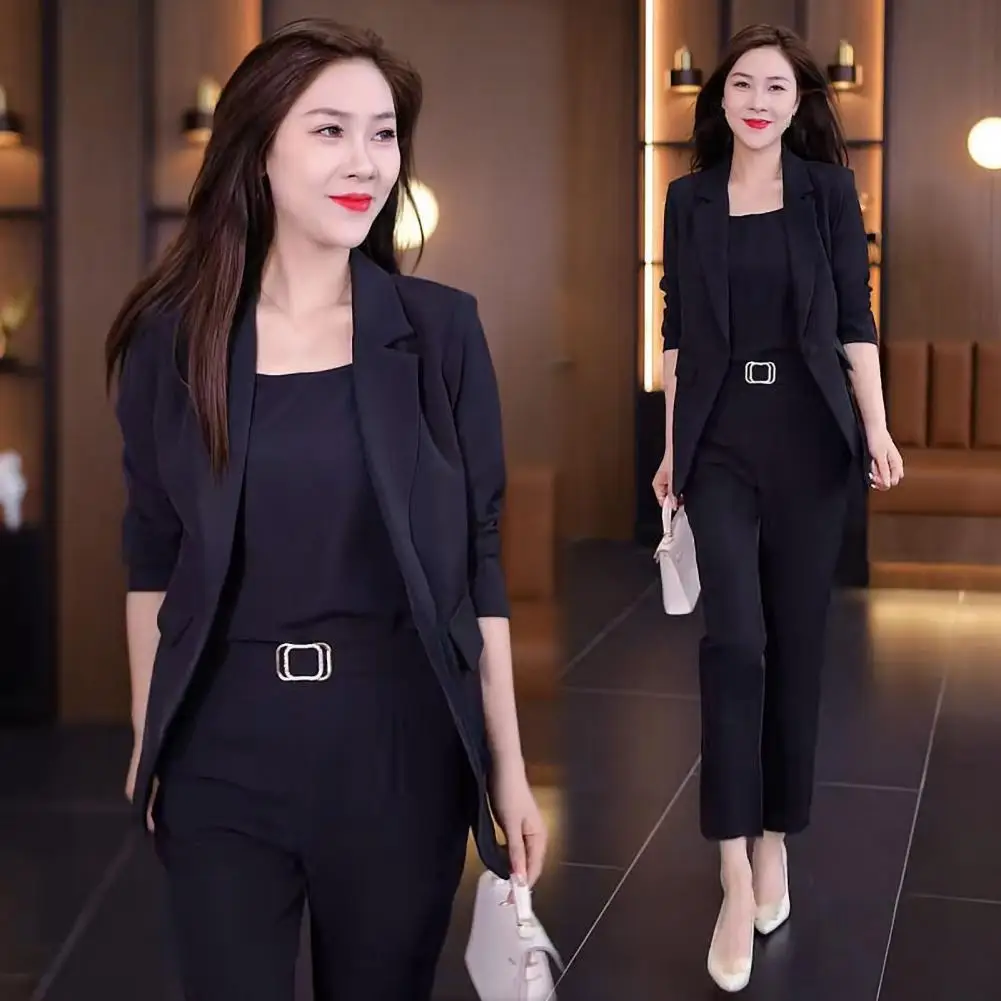 Women Ol Commuter Style Suit Elegant Women's Business Suit Set with Vest Coat Pants Lapel Cardigan Style High Waist for Office
Women Ol Commuter Style Suit Elegant Women's Business Suit Set with Vest Coat Pants Lapel Cardigan Style High Waist for Office