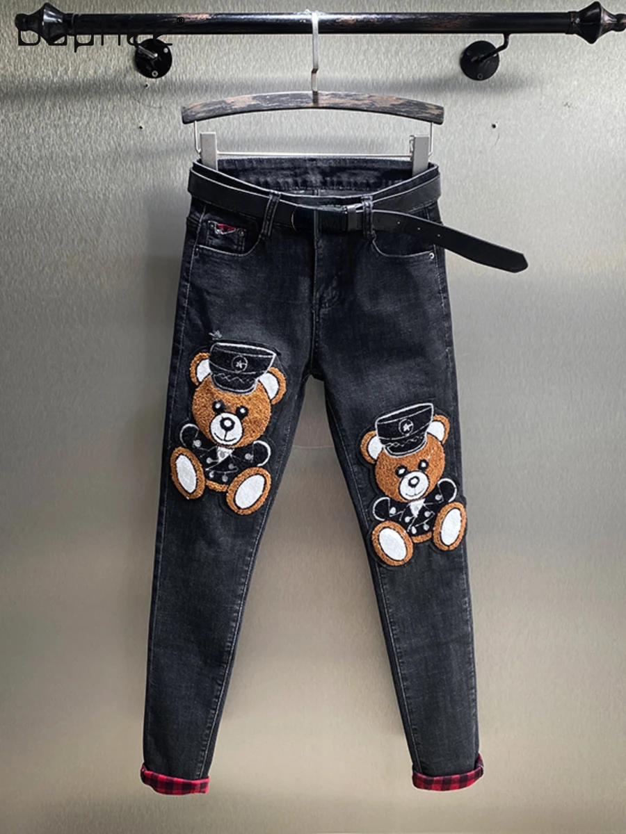 Jeans for Women Autumn New Little Bear Cartoon for Women High Waist Western Style Slim Fit Black All-Matching Skinny Denim Pants
Jeans for Women Autumn New Little Bear Cartoon for Women High Waist Western Style Slim Fit Black All-Matching Skinny Denim Pants