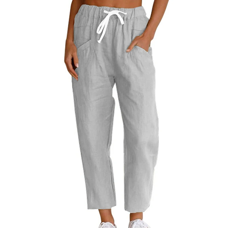 Women Linen Cotton Pants Drawstring Pockets Trousers Solid Ankle Length High Waist Pants Casual Spring Summer
Women Linen Cotton Pants Drawstring Pockets Trousers Solid Ankle Length High Waist Pants Casual Spring Summer