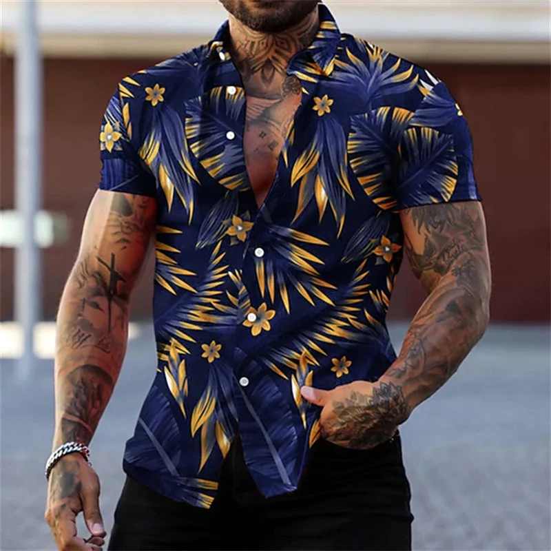 

Leisure men's shirt 3D printed shirt outdoor vacation summer lapel clothing Hawaiian short sleeved clothing casual breathable
