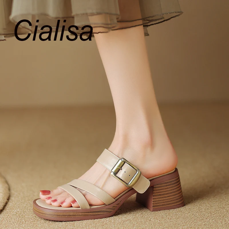 Cialisa Woman Platform Slipper Open-Toed Genuine Leather Women Shoes 2023 Summer New Fashion High Heel Outdoor Lady Slippers 40
Cialisa Woman Platform Slipper Open-Toed Genuine Leather Women Shoes 2023 Summer New Fashion High Heel Outdoor Lady Slippers 40