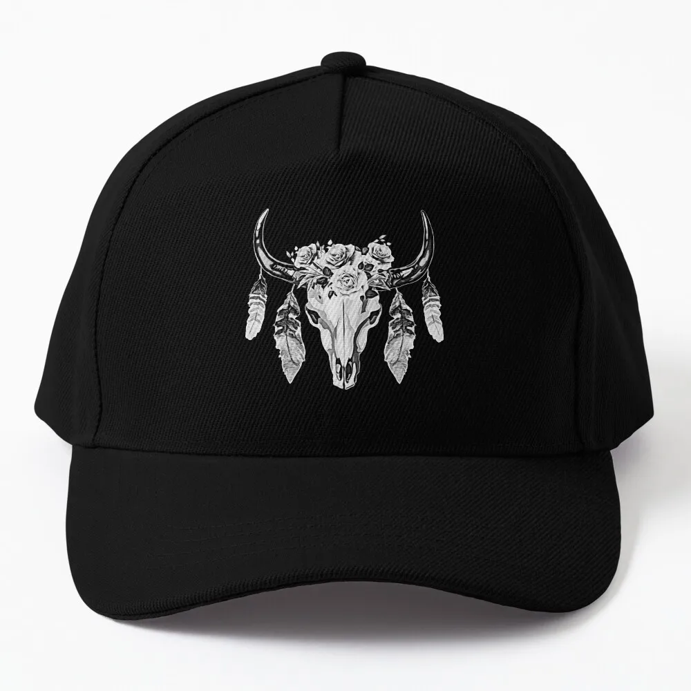 

Cow Skull and Crown leaves and butterflies Baseball Cap Dropshipping Mountaineering Women'S Beach Outlet Men'S