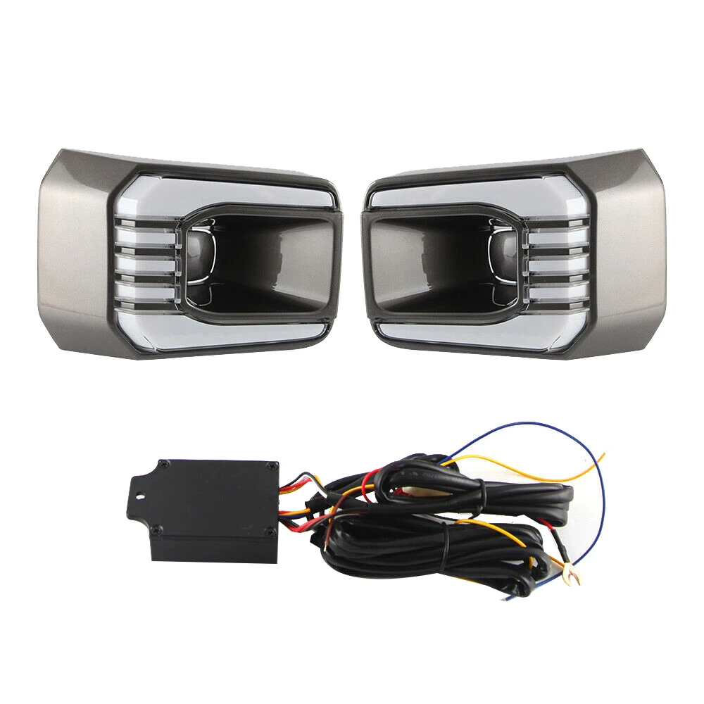 

for Hilux Revo Rocco 2020 2021 LED DRL Daytime Running Lights with Turn Signal Bumper Fog Light Driving Lamp