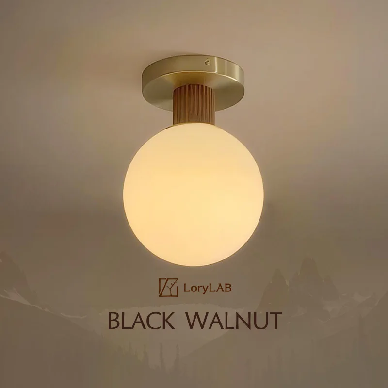 

Walnut Wood Art Glass, Wabi-sabi Modern style, Ceiling Light for Corridor, Aisle balcony, Entrance Hall, Commercial places