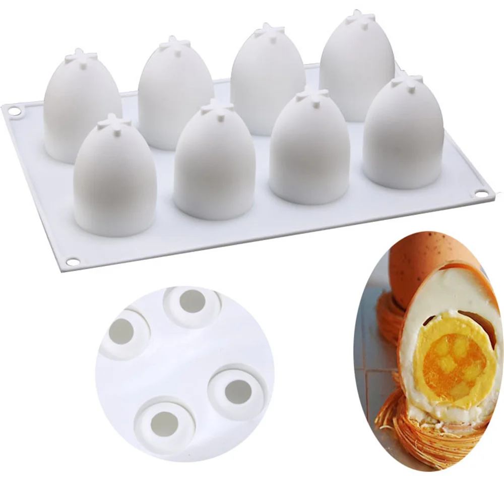 

8 Cavities Easter Egg Shape Cake Mold Chocolate Baking Decorating Fondant Mousse Moulds DIY Silicone Baking Mold