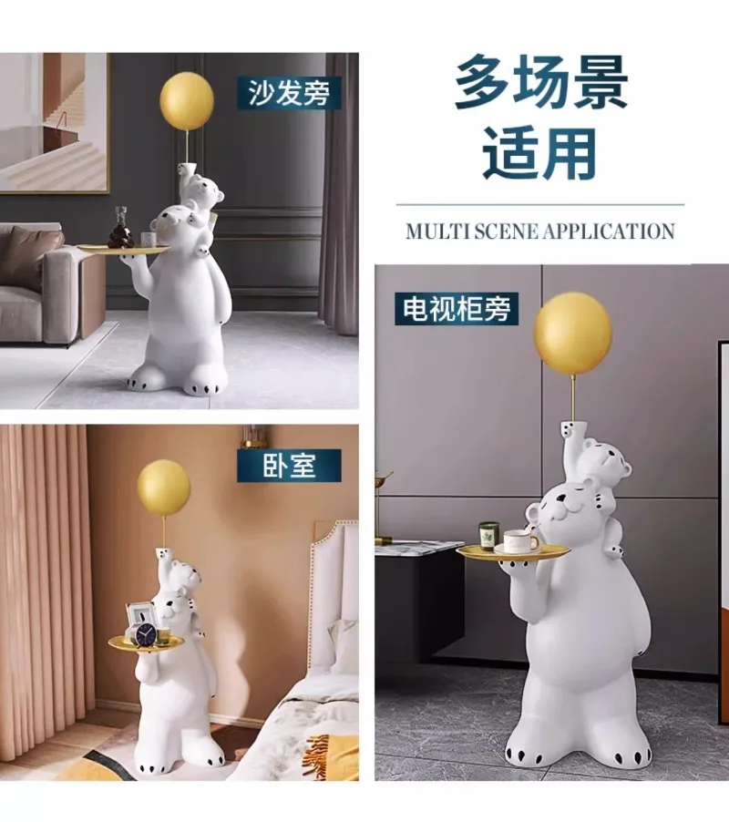 Trendy Fun Ins Style Tray Polar Bear Living Room Large Floor Standing Ornaments Home Decorations Illumination Statue Trendy Fun Ins Style Tray Polar Bear Living Room Large Floor Standing Ornaments Home Decorations Illumination Statue