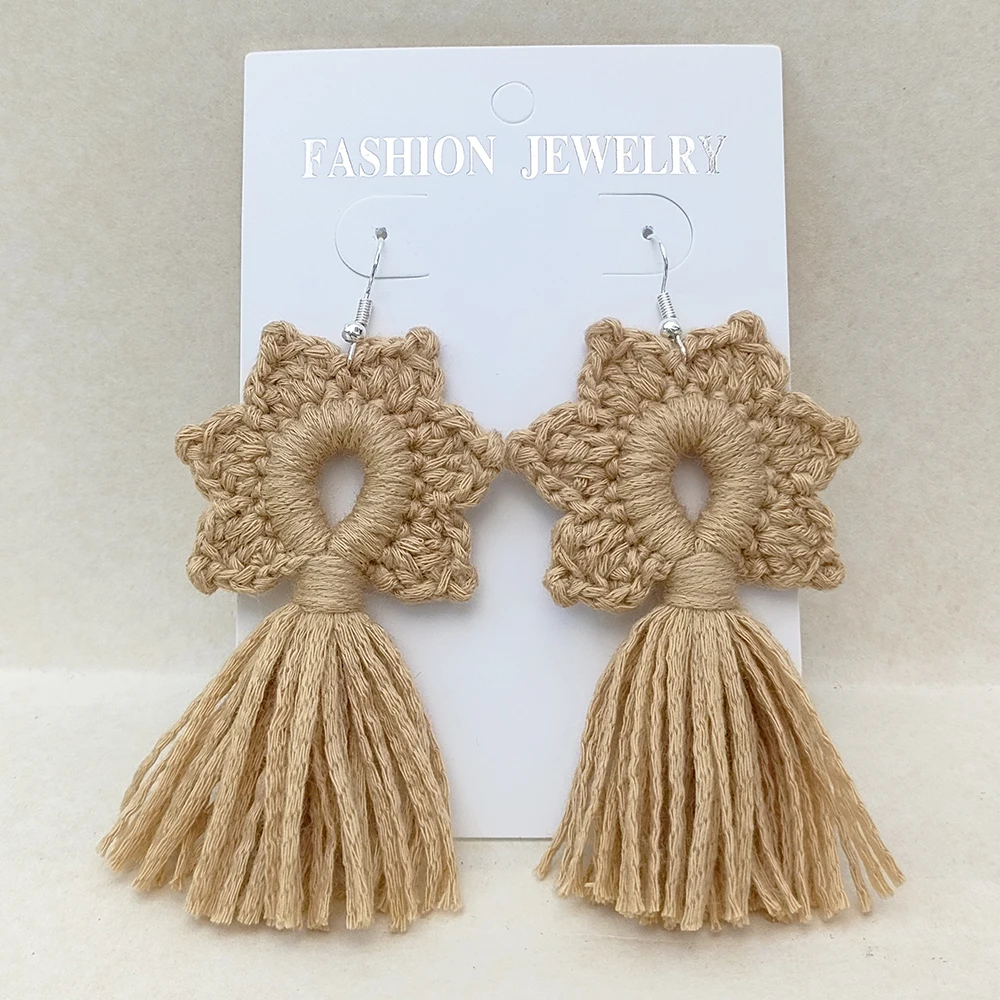 Multicolored Crochet Flower Tassel Earrings - Boho Style 8 Sd5e14cf387614ab1a89b0065453d91383
