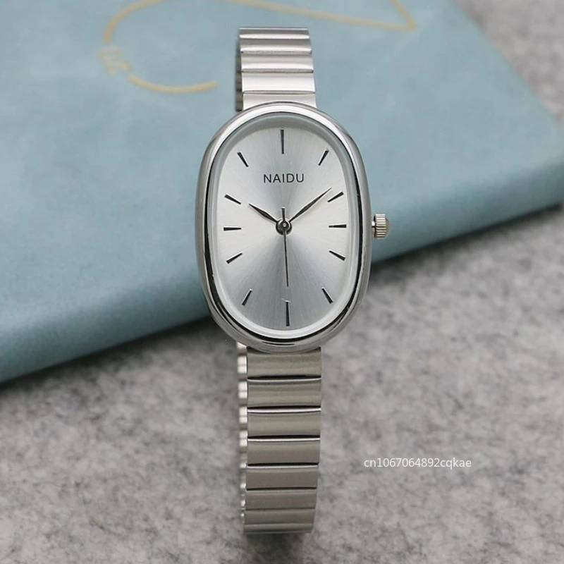 

Fashion Luxury Women Quartz Watch Stainless Steel Oval Small Dial Bamboo Strap Student Wristwatch Clock Gift Relogio Feminino