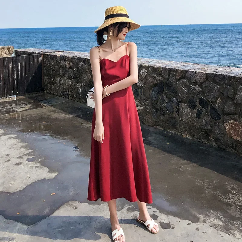 2 Colors Summer Women Black Backless Straps Sundress Female Fairy Elegant Party Vacation Long Beach Dress Korean Runway Vestidos
2 Colors Summer Women Black Backless Straps Sundress Female Fairy Elegant Party Vacation Long Beach Dress Korean Runway Vestidos