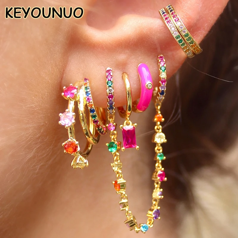 KEYOUNUO Gold Filled Stud Earrings Set For Women Ear Cuffs Colorful Zircon Dangle Hoop Earrings Fashion Party Jewelry Wholesale
KEYOUNUO Gold Filled Stud Earrings Set For Women Ear Cuffs Colorful Zircon Dangle Hoop Earrings Fashion Party Jewelry Wholesale