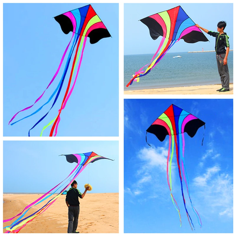 

free shipping high quality flying rainbow kite line nylon fabric ripstop kids kites factory chinese kite wholesale bird eagle