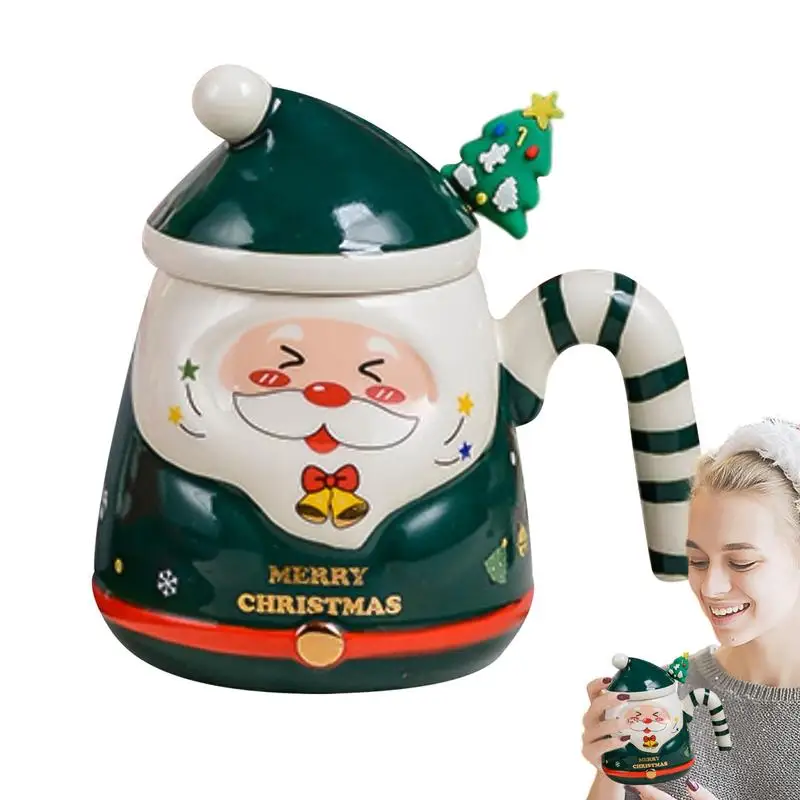 

Рождественская керамическая кружка «Санта Клаус», кофейные кружки с крышкой, 500 мл, кофейная кружка для чая, кофейные кружки, Мультяшные керамические чашки для праздника