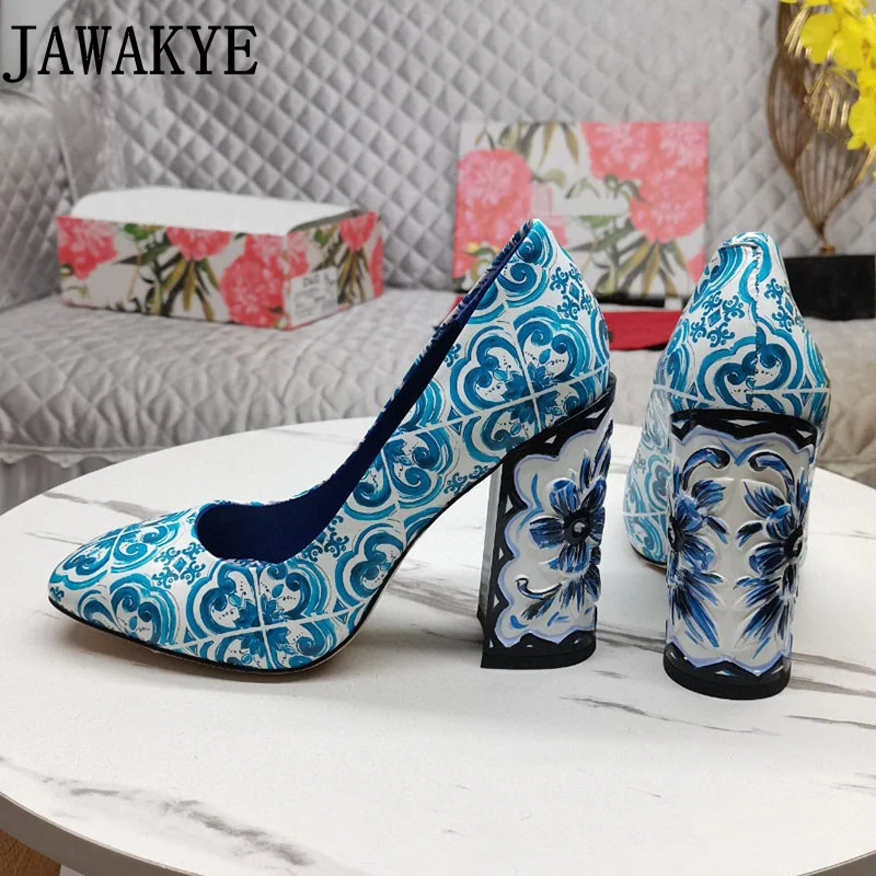 Designer Brand Basic Pumps Blue Leather Floral Printing Tribal Fashion Ladies High Heels Women's Banquet Wedding Shoes
Designer Brand Basic Pumps Blue Leather Floral Printing Tribal Fashion Ladies High Heels Women's Banquet Wedding Shoes