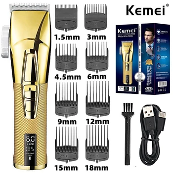 Kemei KM-5096 7000RPM 전기 헤어 클리퍼 매우 미세 헤어 커팅 기계 이발사 정밀 무선 페이드 헤어 트리머