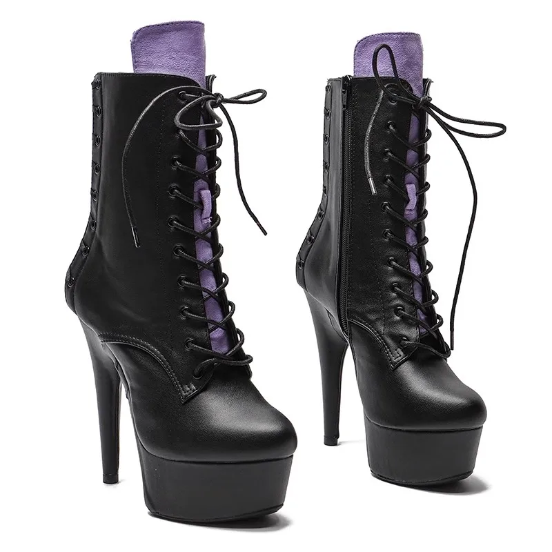 

LAIJIANJINXIA New 15CM/6Inch PU Upper Women's Platform Party High Heels Modern Ankle Boots Pole Dance Shoes 069