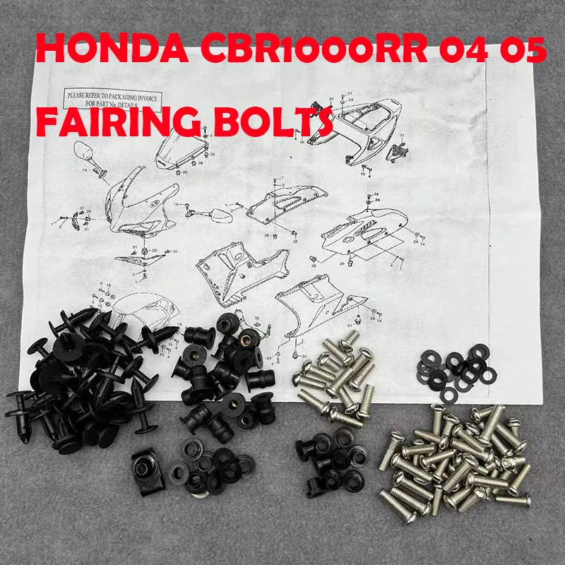 Fit For Honda CBR1000RR 2004 2005 CBR 1000RR 04 05 Motorcycle Fairing Bolts Kit Clips Bodywork Screw Nuts Screws Fasteners
Fit For Honda CBR1000RR 2004 2005 CBR 1000RR 04 05 Motorcycle Fairing Bolts Kit Clips Bodywork Screw Nuts Screws Fasteners