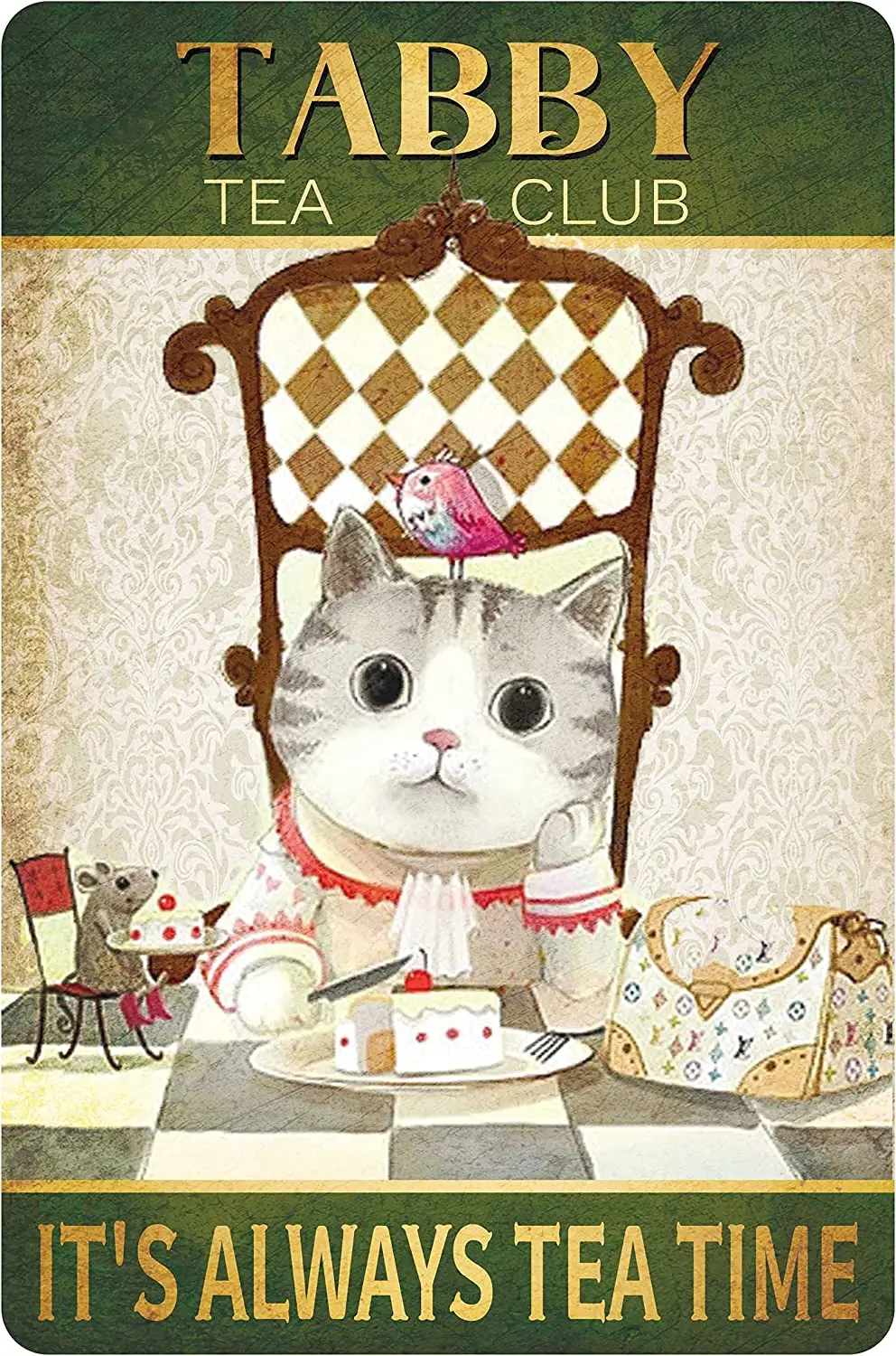 Tabby Cat Tea Club It's Always Tea Time-Ретро металлический жестяной знак, винтажный жестяной знак для дома, кофейный Настенный декор, металлический знак
Tabby Cat Tea Club It's Always Tea Time-Ретро металлический жестяной знак, винтажный жестяной знак для дома, кофейный Настенный декор, металлический знак