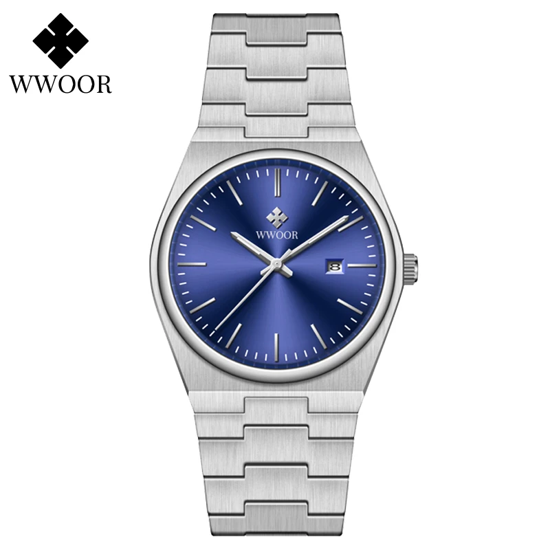 

WWOOR Top Brand Men's Sports Quartz Watches Sapphire Stainless Steel Diver Watch 50M Waterproof Luxury Men's Watch Reloj Hombre