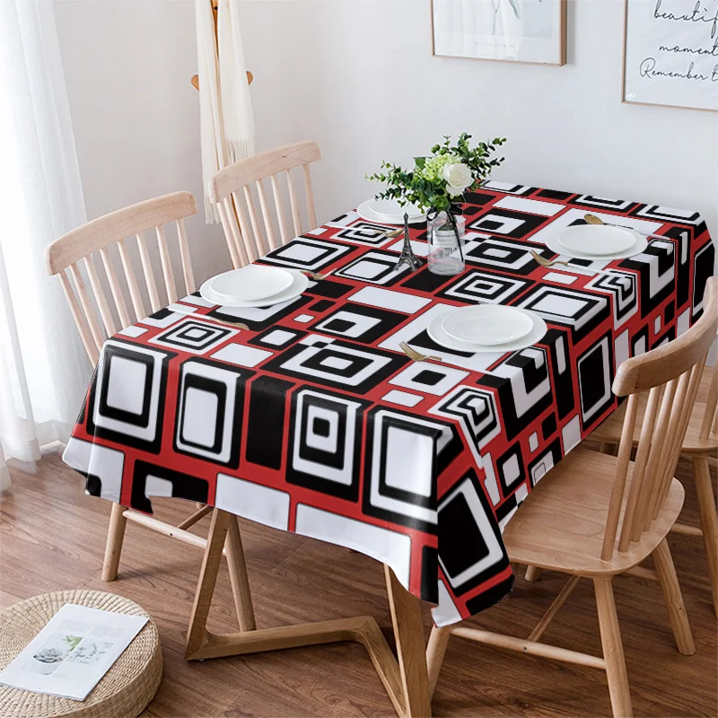 Geometric Rectangle Red Black Tablecloth Waterproof Dining Table Rectangular Round Tablecloth Home Textile Kitchen Decoration
Geometric Rectangle Red Black Tablecloth Waterproof Dining Table Rectangular Round Tablecloth Home Textile Kitchen Decoration