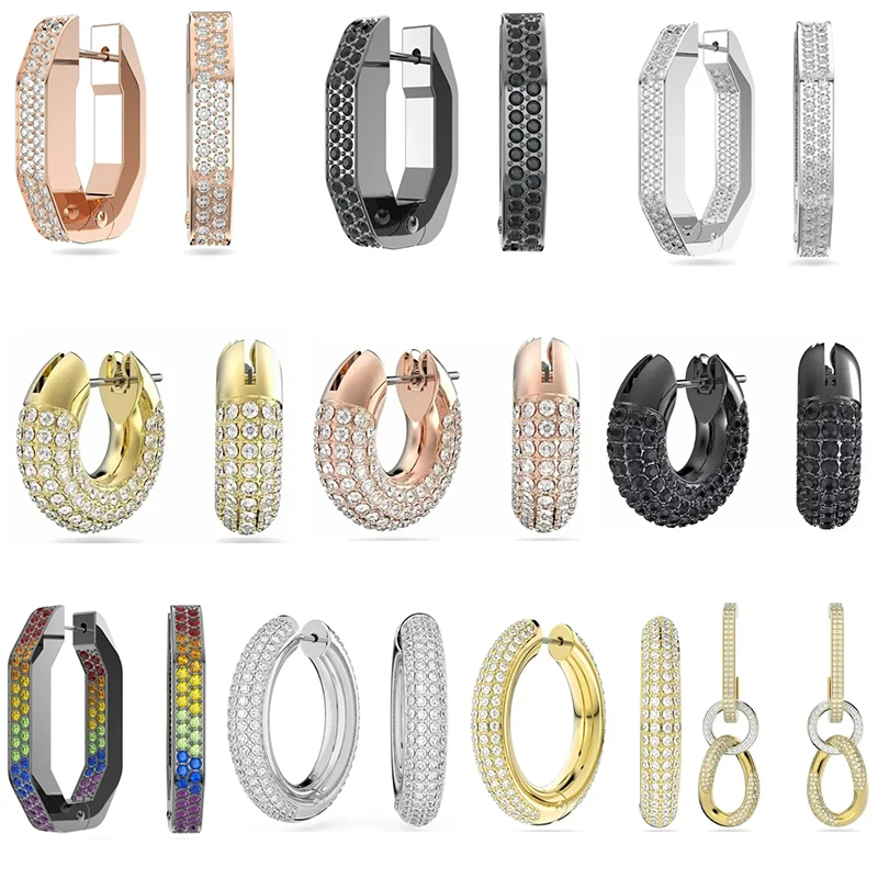 

Cubic Zirconia Cuff Earrings Huggie Stud Crystal Pierced Hoop Earring Jewelry Collection Gifts for Women Girls