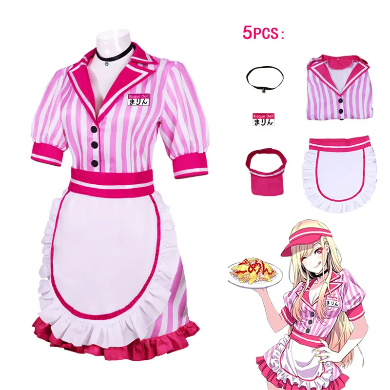 

Kitagawa Marin Cosplay Costume Maid Waiter Uniform My Dress-Up Darling Skirts Hat Anime Party Suit Halloween Carnival