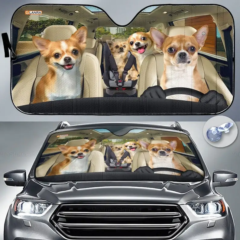 Chihuahua Car Sunshade, Dog Car Decoration, Chihuahua Lover, Auto Sun Shade, Gift For Dad, Car Windshield PHT042208G02
Chihuahua Car Sunshade, Dog Car Decoration, Chihuahua Lover, Auto Sun Shade, Gift For Dad, Car Windshield PHT042208G02