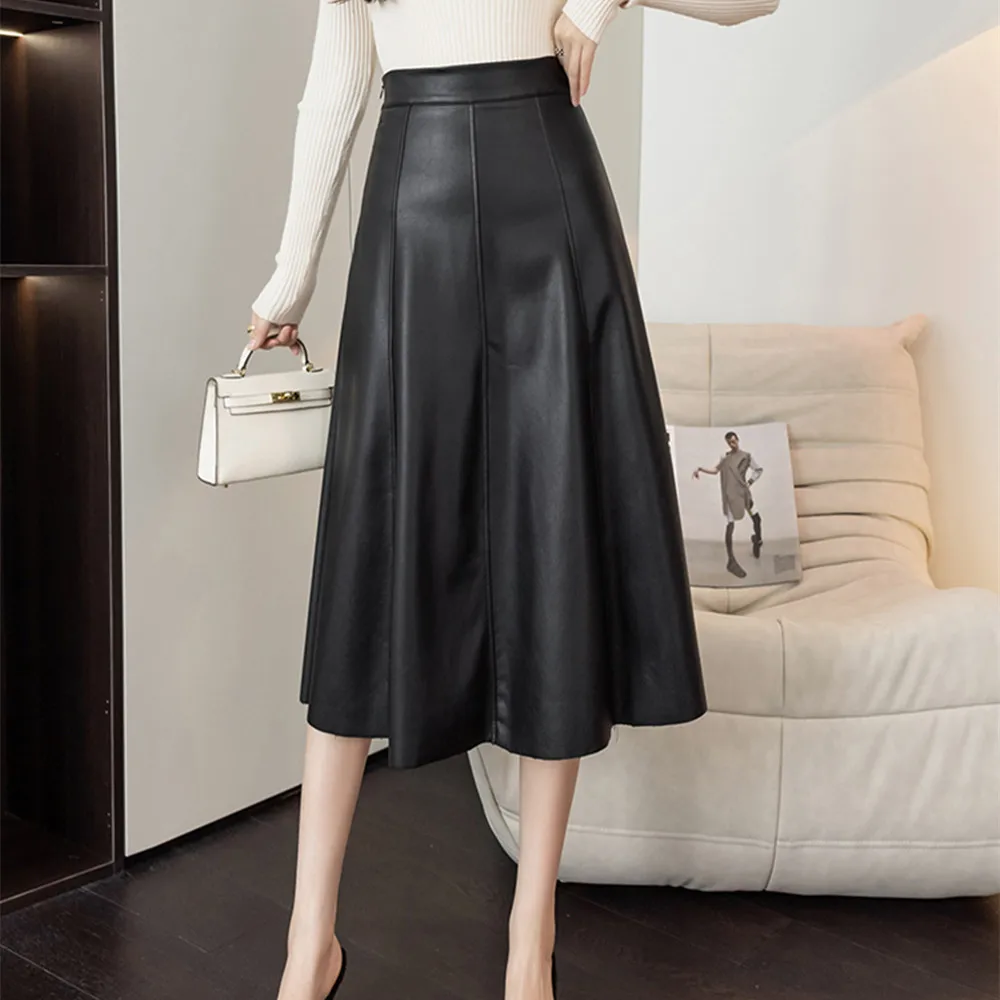 Black Faux PU Leather Women's A-Line Skirts 2023 New Autumn Winter High Wasit Solid Chic Umbrella Office Skirts Female
Black Faux PU Leather Women's A-Line Skirts 2023 New Autumn Winter High Wasit Solid Chic Umbrella Office Skirts Female