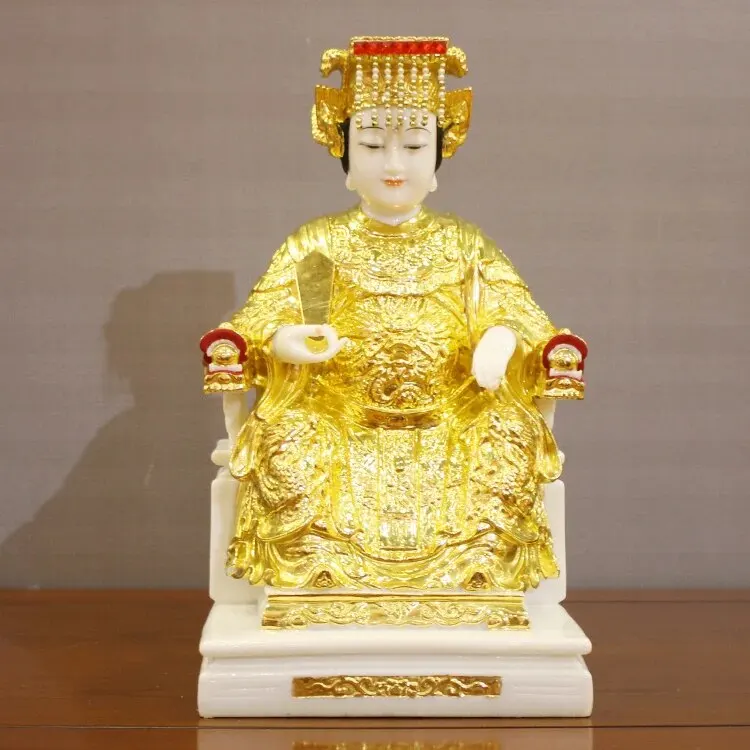 

Europe America Asia Home store high grade God statue safe Good luck gold Mazu God of the sea Guanyin jade gilding statue